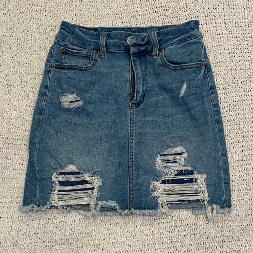 American Eagle Distressed Denim Skirt